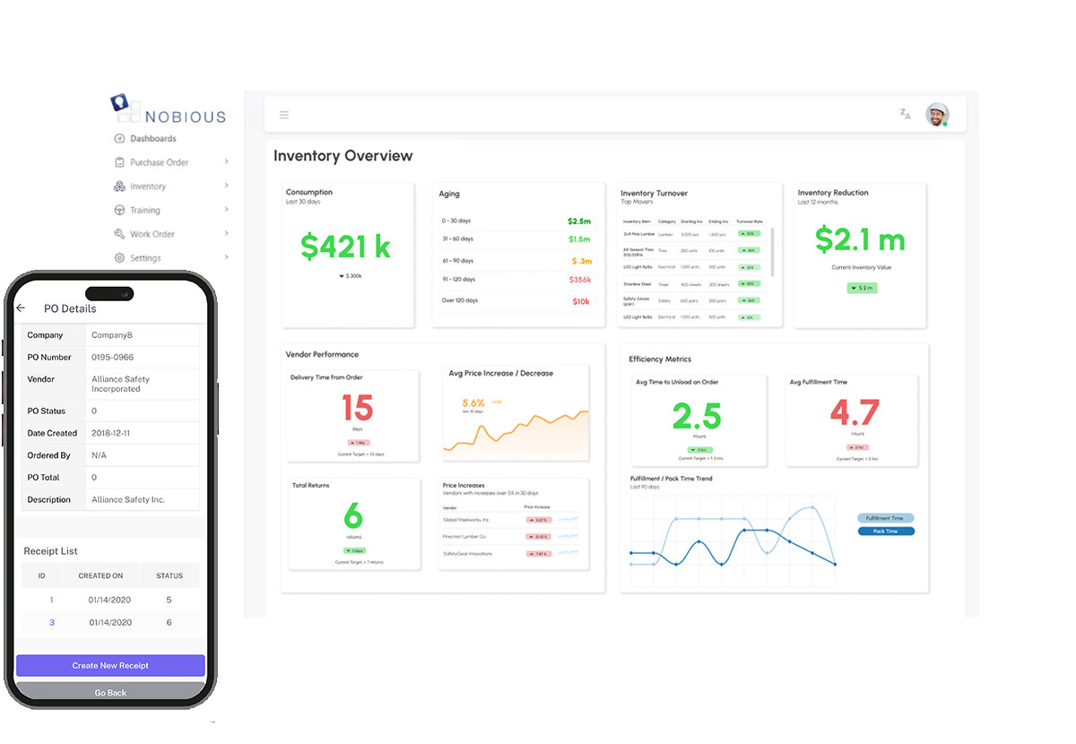 mobile inventory management dashboard
