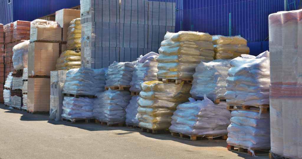 construction materials in storage